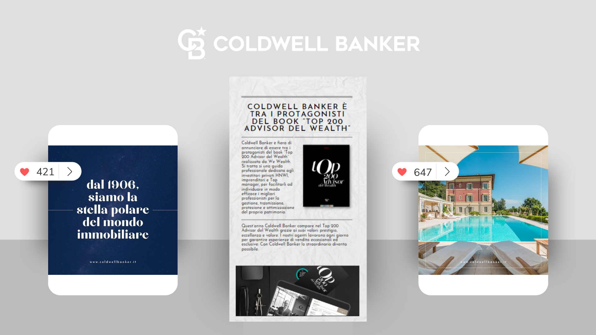 Coldwell banker - socia media management - 226lab marketing agency - Svizzera, canton ticino, Italia